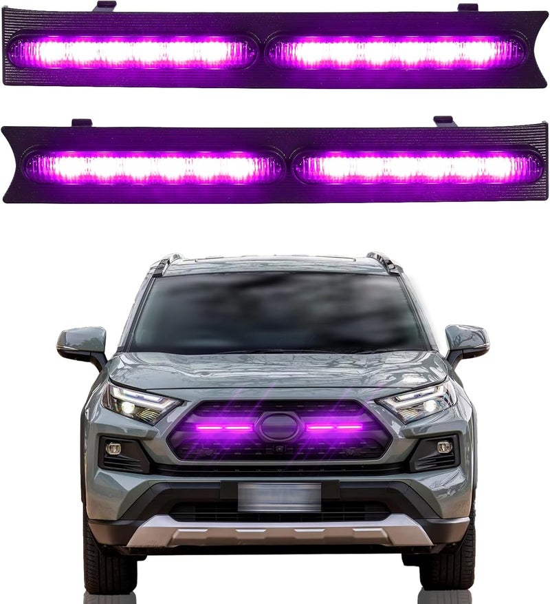 CFDSDE LED Grille Lights Fits for 2019-2024 Toyota RAV4 Accessories Exterior Front Grill Insert Light for 5th Gen Hybrid Adventure TR D Off-Road 5311142220 (RGB) - Image 1